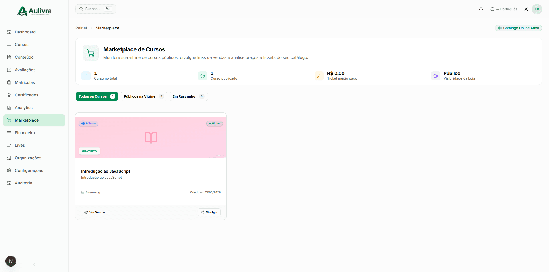 Aulivra v2 — Marketplace