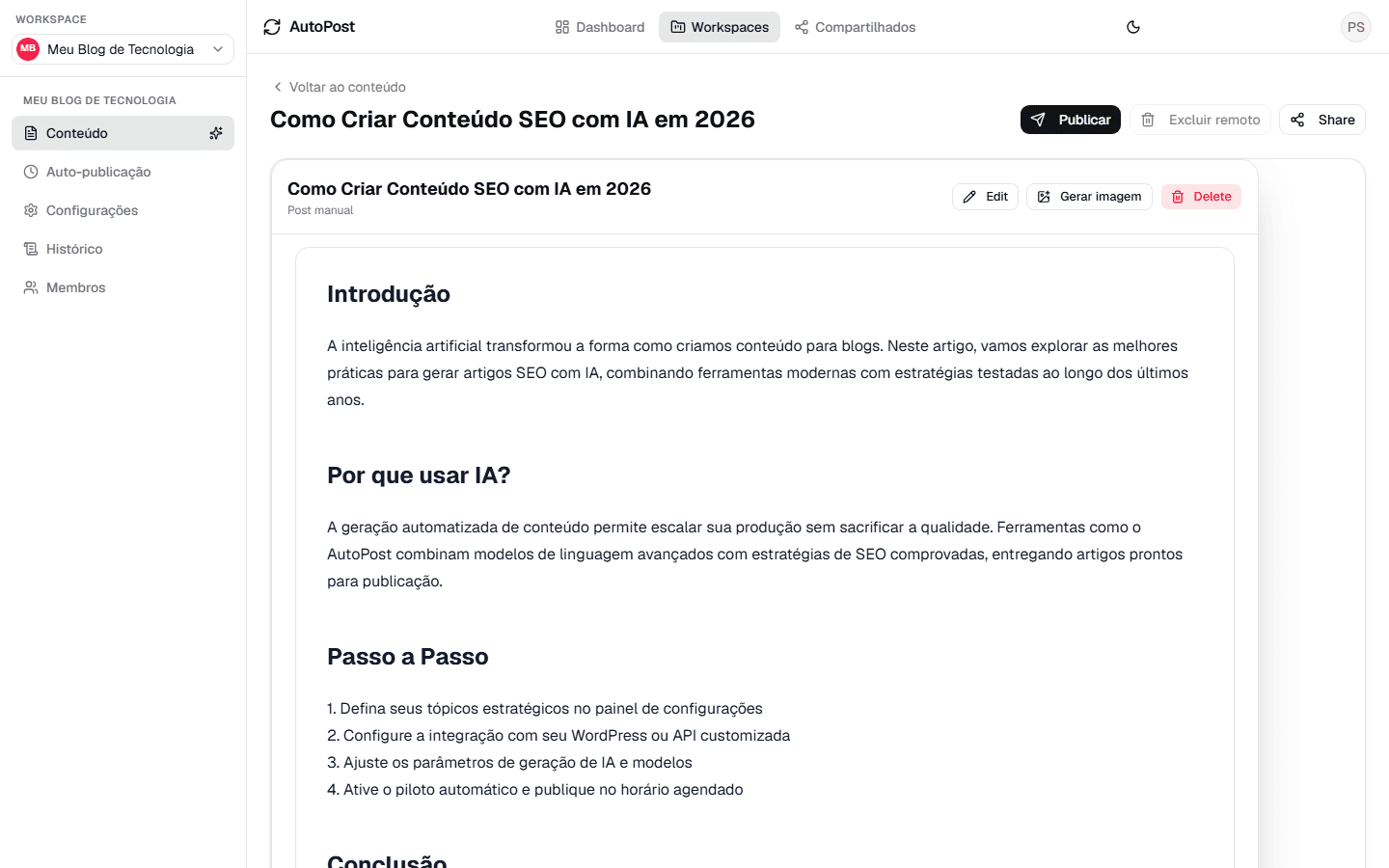 AutoPost — Editor de posts
