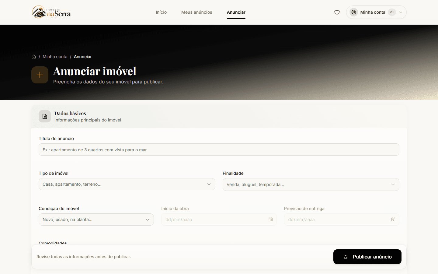 Imóveis na Serra — Anunciar imóvel