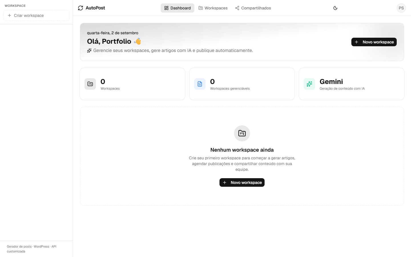 AutoPost — dashboard